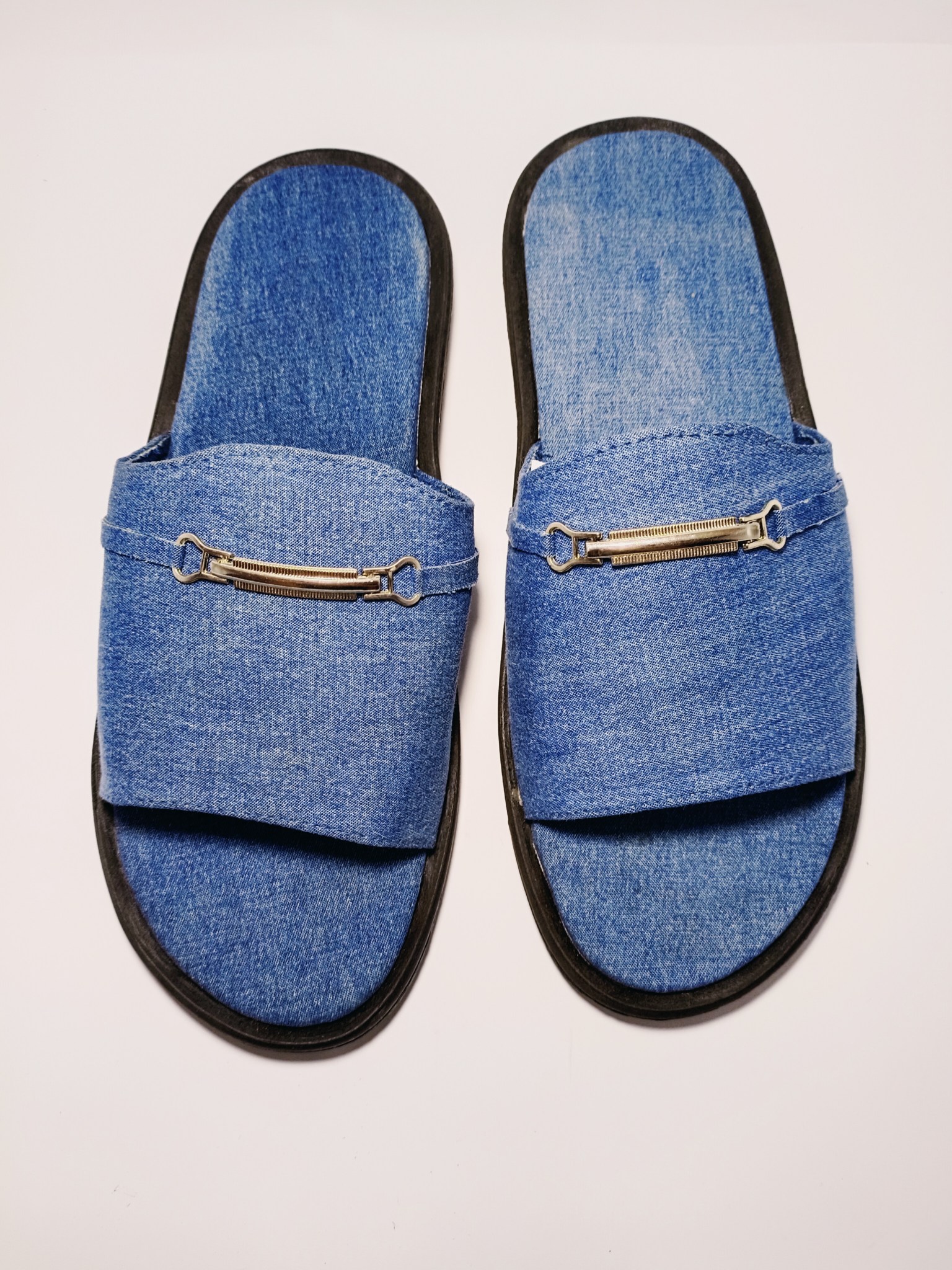 True Religion Men's Slides Slippers Blue Denim Buddha Logo Soft Fuzzy 9-10  New | eBay
